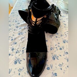 Black Patent Leather Ankle Boots